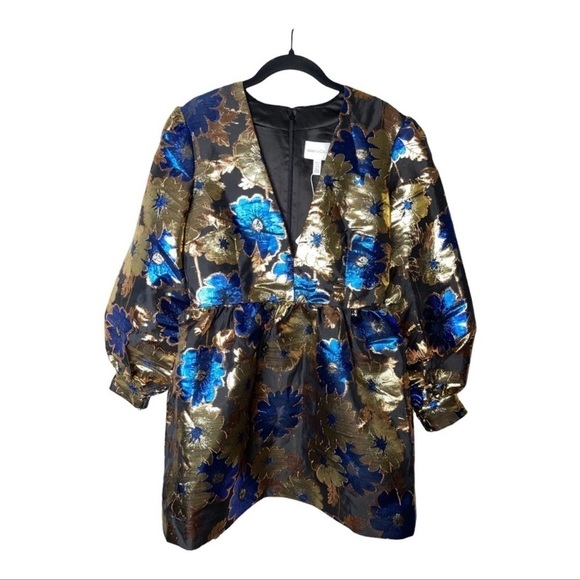 NWT ALICE MCCALL Night Light Metallic Floral Long Sleeve Mini Dress US 8 AU 12 - Picture 12 of 15